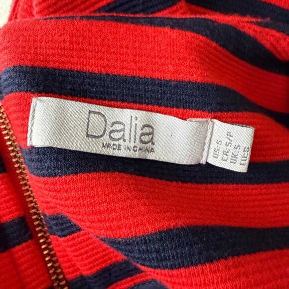 Dalia Orange & Navy Striped Dress Office Career Professional Cocktail Party - Picture 4 of 6